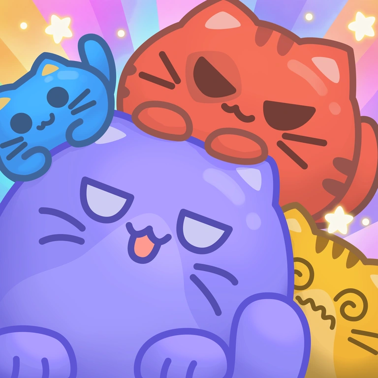 Purr Pile game icon with four colorful cartoon cats